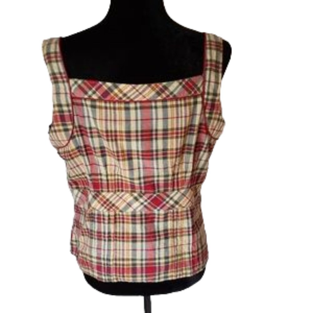Tommy Hilfiger | Plaid button down pleated tank L - Picture 8 of 11